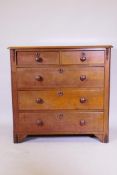 A Victorian mahogany chest of two over three long drawers, 102cm x 45cm, 99cm high