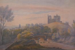 A C19th landscape, View of the Town and Castle of Pembroke, initialled and dated 1823,