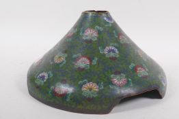 An oriental cloisonne decorated metal lampshade, 28cm diameter x 16cm