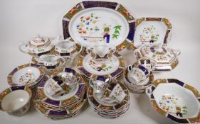 A Staffordshire Juan pattern bone china dinner and tea service by Thos. Hughes & Sons, comprising