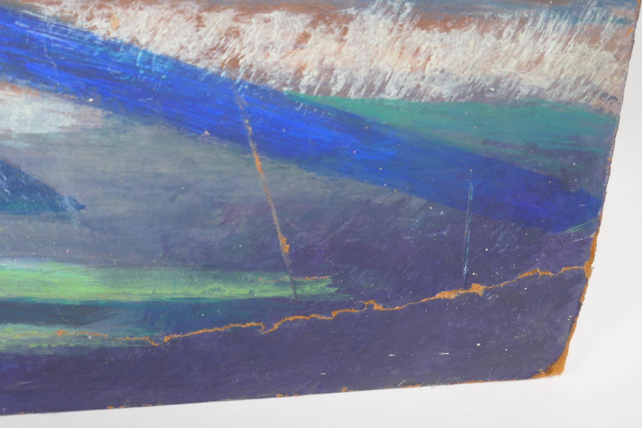 An impressionist industrial landscape, oil on board, AF, 124 x 69cms - Image 3 of 3
