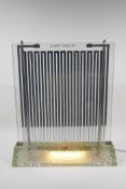 A vintage Art Deco illuminated glass heater designed by Rene-Andre Coulon, for Saint Gobain, 42cm