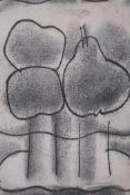 Roy Walker, abstract still life, Pears and Apples, signed, etching 1/40, unframed, 18cm x 21cm