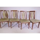 A set of four G-Plan mahogany dining chairs with pierced elipse backs