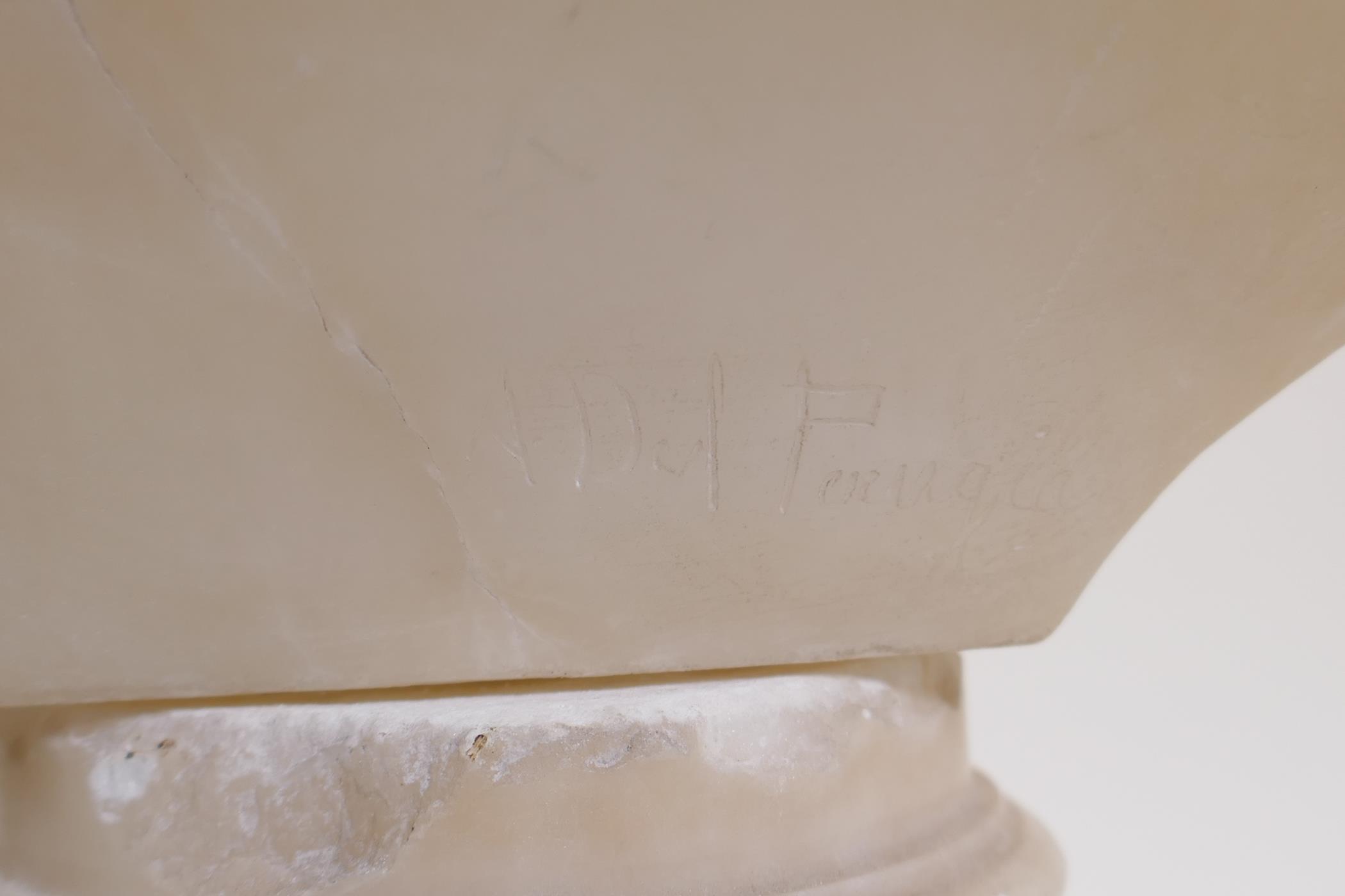 A. del Perugia, marble bust of a young boy, mounted on a marble socle, 38cm high - Image 4 of 4