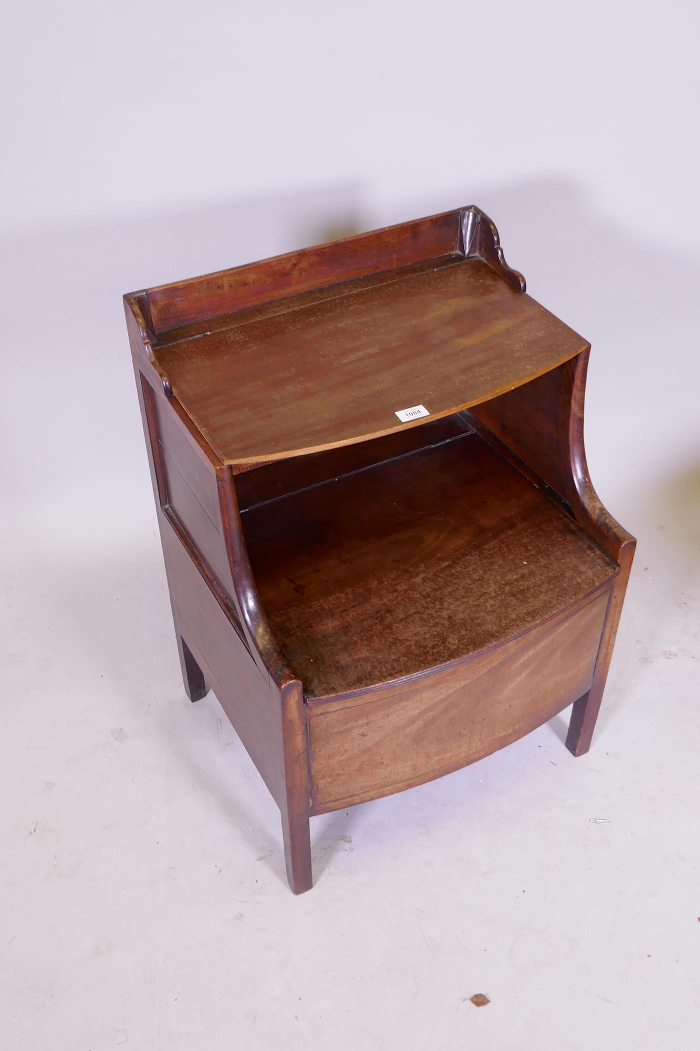 A Georgian mahogany Gillows style bedside bowfront commode, with banded inlay, adapted, 57cm x 50cm, - Image 2 of 3