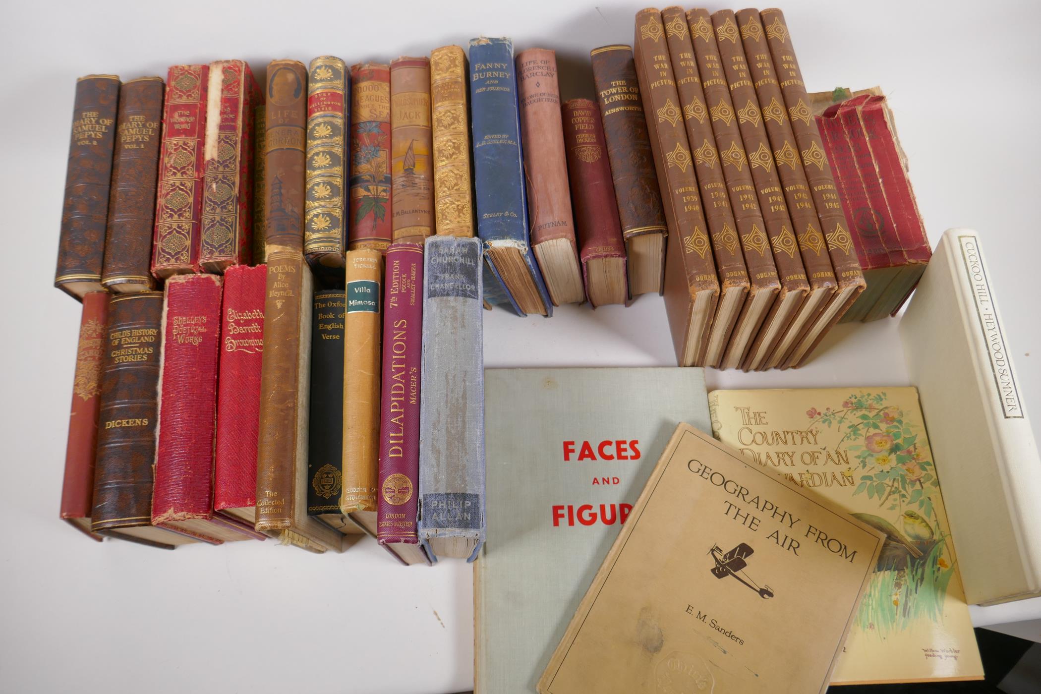 A quantity of vintage books including six volumes The War in Pictures by Odhams, etc