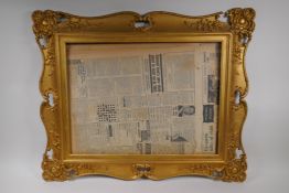 A C19th swept gilt carved wood and composition gallery frame, 57cm x 43cm rebate