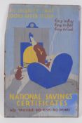 A mid century hand painted advertising illustration on board for National Savings Certificates,