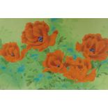 David Lee, Poppies, artist's proof screen print, signed in pencil and stamped with a seal, 73cm x