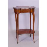 A C19th Continental marquetry inlaid tulip wood kidney shaped urn stand, with single end frieze