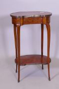 A C19th Continental marquetry inlaid tulip wood kidney shaped urn stand, with single end frieze