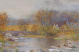 Thomas Phillips, 1894, farm by a river, signed and dated, watercolour, 44cm x 29cm