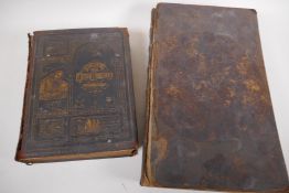 A mid C19th volume, The Works of John Bunyan, with full colour illustrations, leather bound with