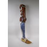 An early C20th French leather and metal prosthetic leg by Leridon of Paris, 76cmÿ