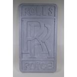 An MDF master pattern cut of the Rolls Royce emblem for cast making, 41cm x 74cm