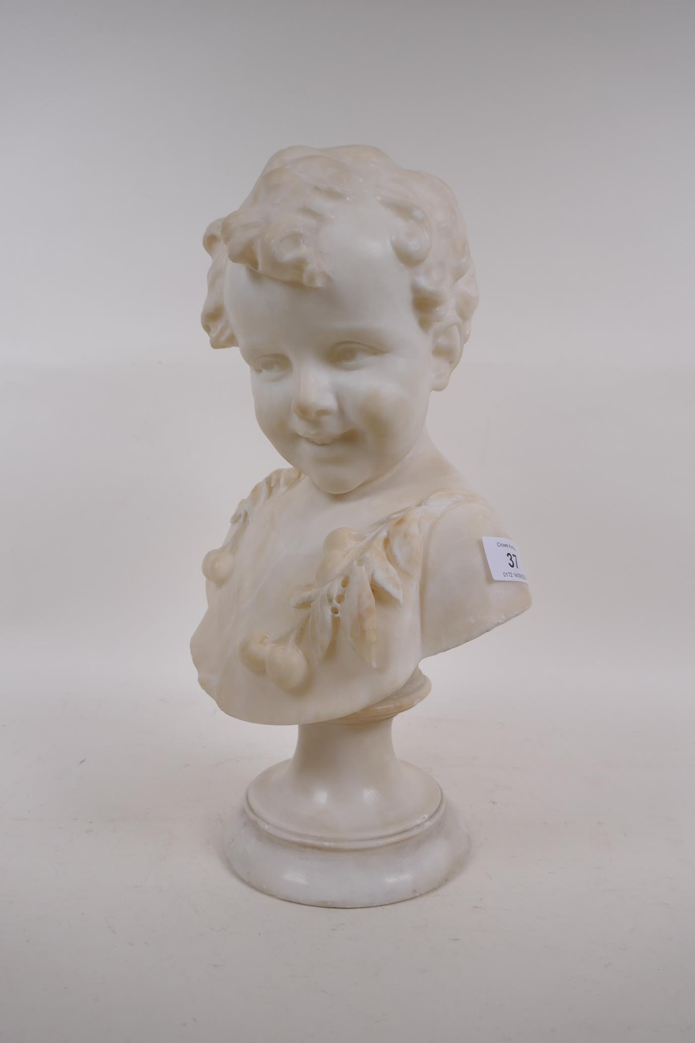 A. del Perugia, marble bust of a young boy, mounted on a marble socle, 38cm high - Image 2 of 4