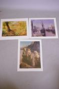 A quantity of three different art prints, Edwin Thomas-Roberts, Safe in Harbour, Paul Gribble,