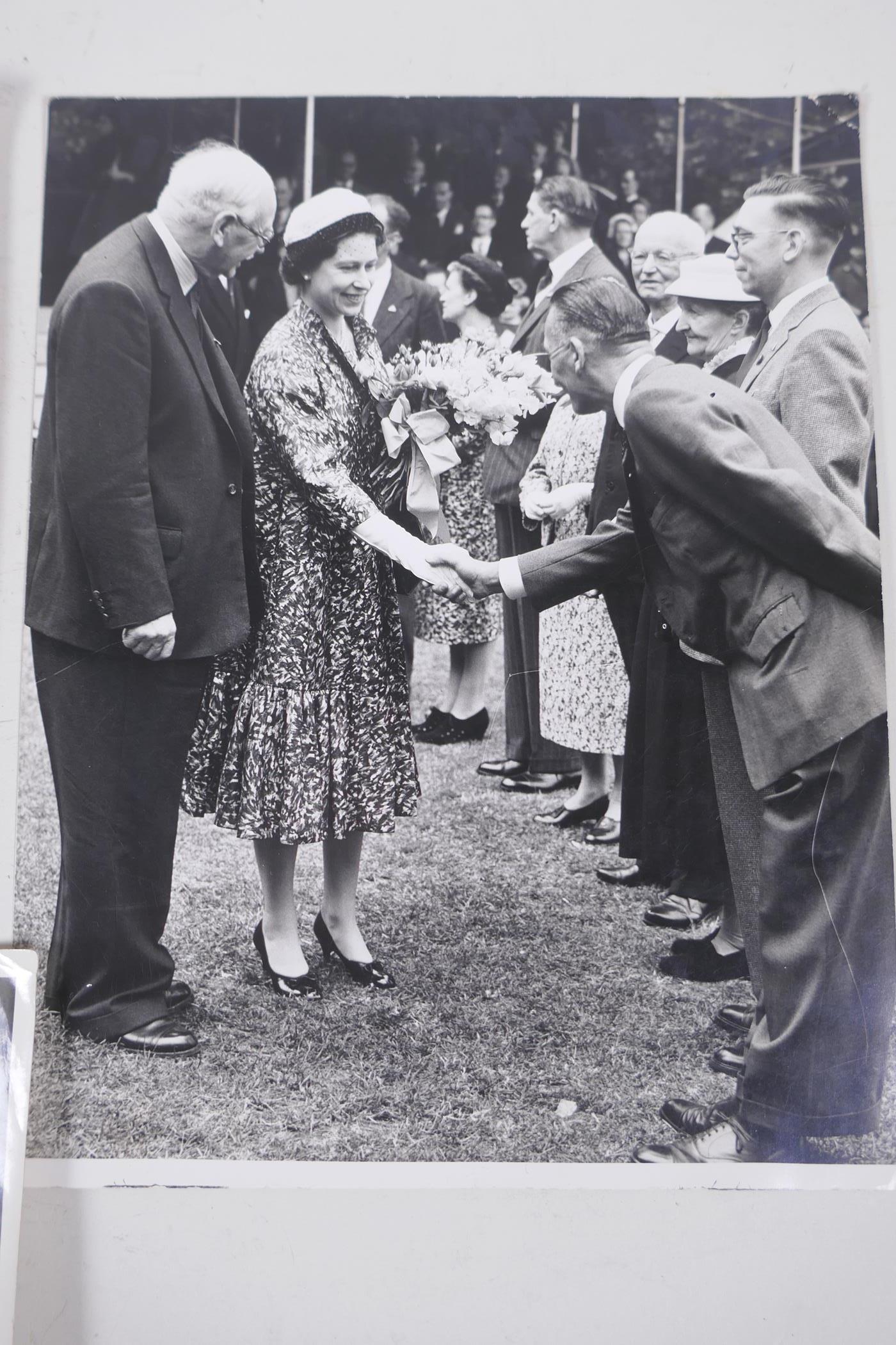 Five photographs of royalty including the weddings of Queen Elizabeth II, and Lord Mountbatten, - Image 2 of 6