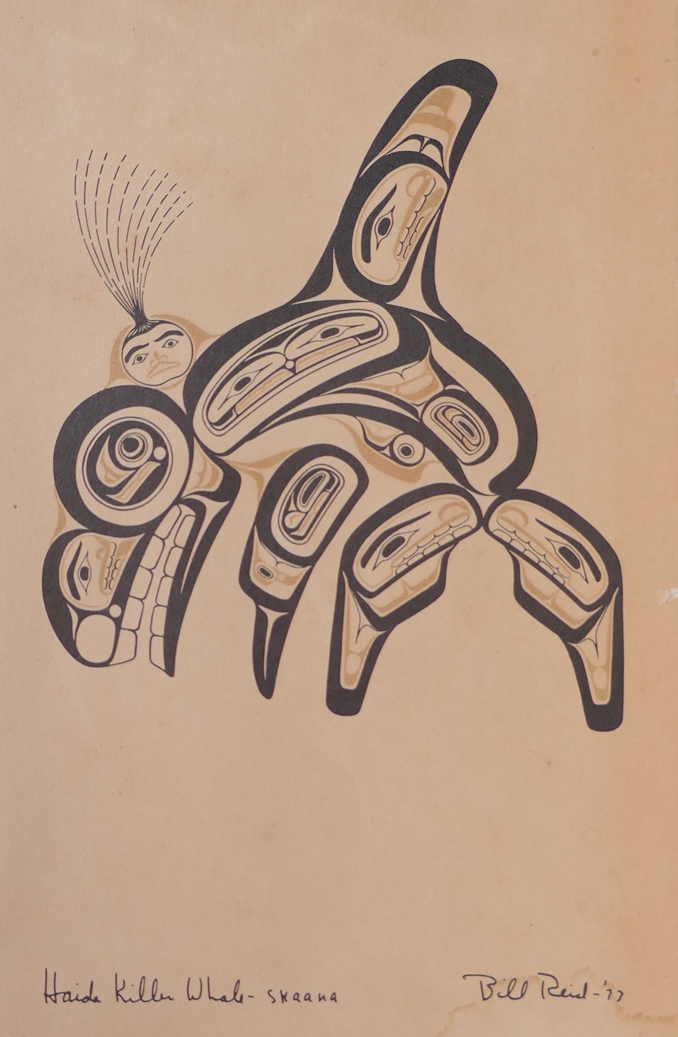 Bill Reid, print of the Haida killer whale Skaana, dated '73, 12.5 x 19.5cm - Image 2 of 3