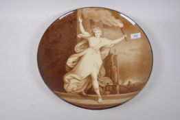 A Minton charger with hand painted decoration, inscribed to base, Miss Emily Potts as Thais, (after)