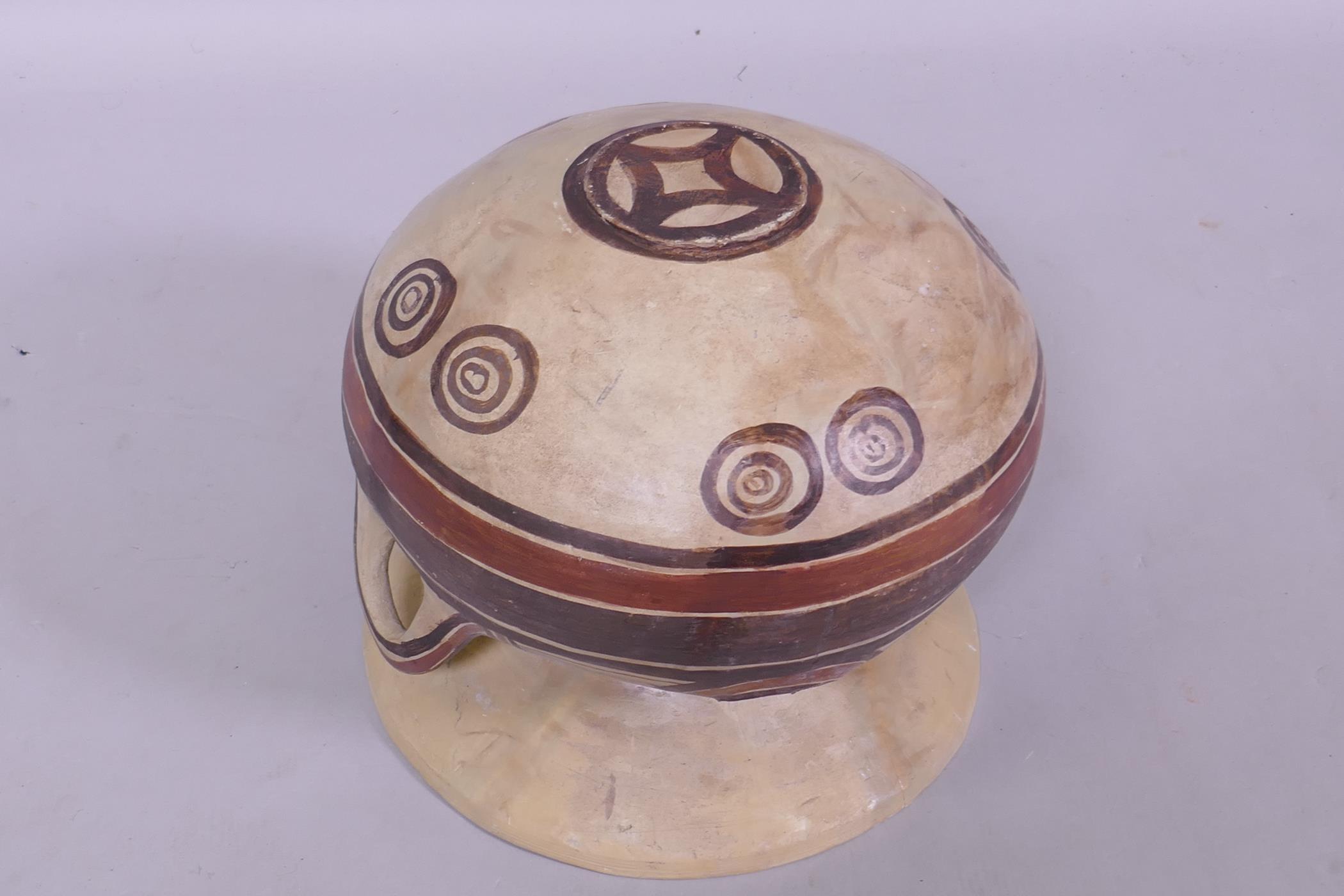 A Middle Eastern terracotta pot with geometric decoration, 25cm high - Image 4 of 6