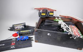 A collection of Scalextric with a large quantity of track, Porsche Turbo, Ford Escort Mexico and