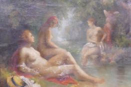 L. Edwarde, women bathers, signed and dated 1920, oil on canvas, 76cm x 63cm