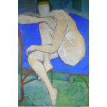 A nude, signed with monogram verso, modernist oil on canvas, 76 x 64cm