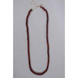 A string of horn mala beads, 90cm long