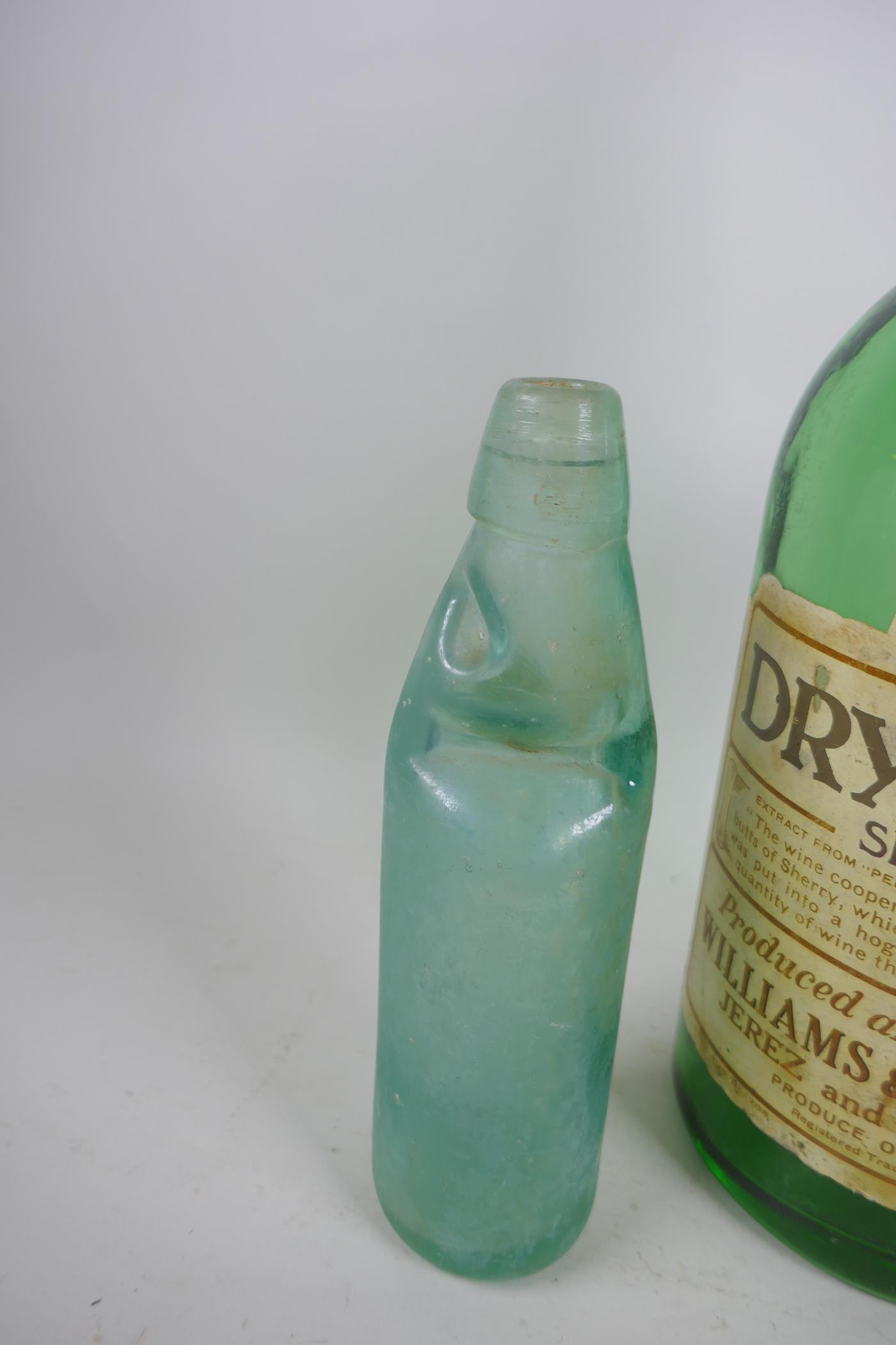 Three collector's bottles, a Charrington's Princes Brew Beer bottle with contents, a large Dry Sac - Image 5 of 5