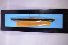 A half yacht hull wall plaque, 135 x 46cm