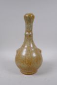 A Chinese crackleware garlic head shaped vase, 28cm high