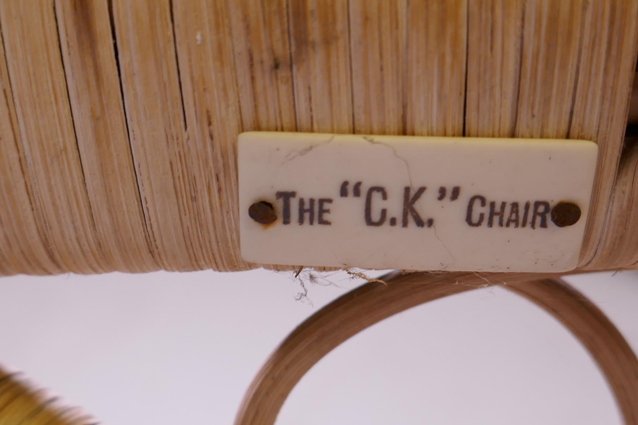 A vintage can conservatory chair, bears label the 'C.K' chair - Image 3 of 3