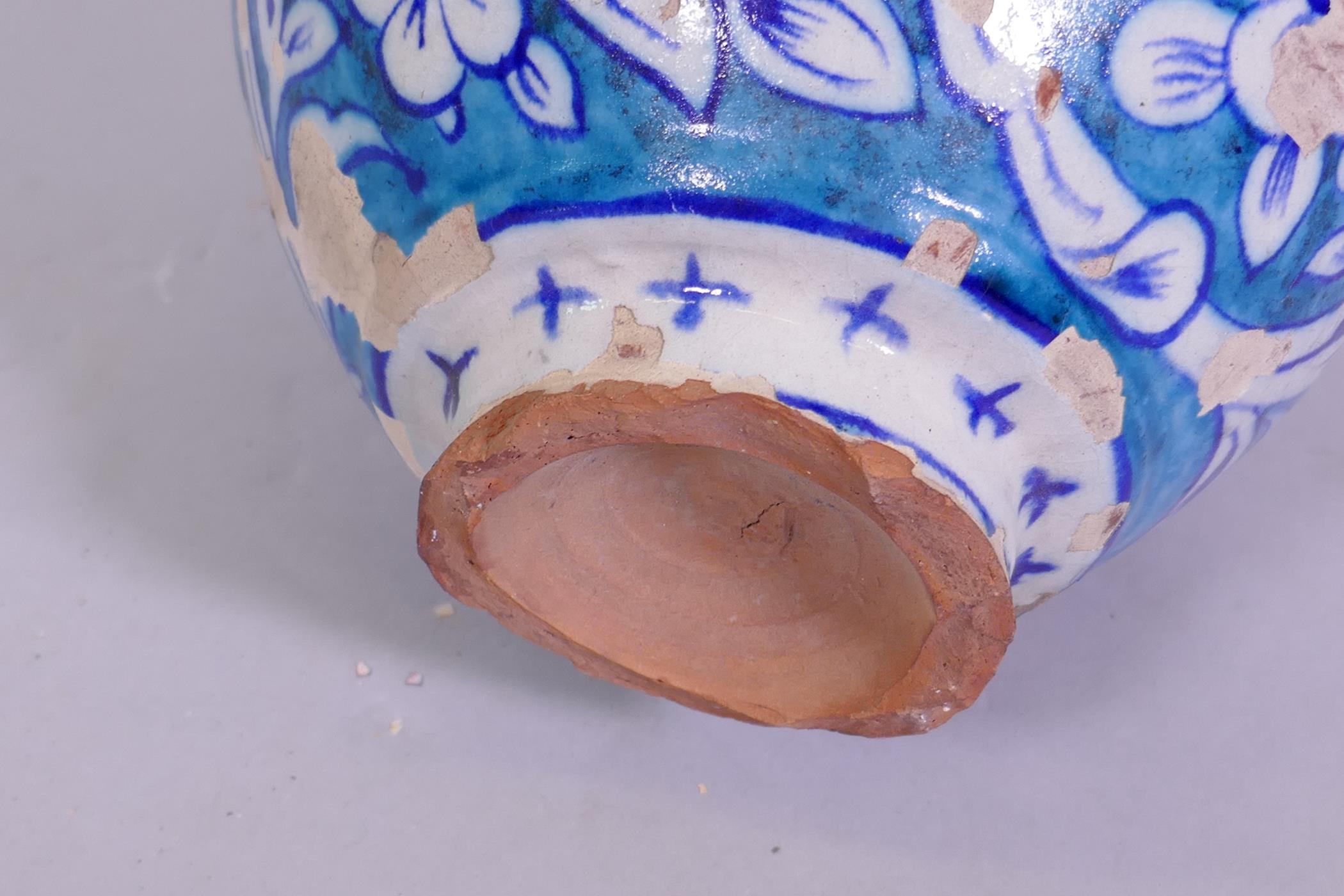 An Indian blue and turquoise glaze terracotta jar, AF, 27cm high - Image 4 of 4