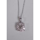 A 9ct white gold and diamond pendant necklace, approx .5ct total weight