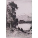J. Chalmers Park, Silver Birches in the Trossachs, etching, signed in pencil, 12 x 25cm, and
