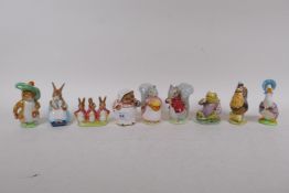 A set of nine Beswick Beatrix Potter porcelain figures, largest 10cm high