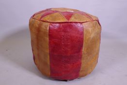 A Moroccan leather pouffe, 50 x 42cm high