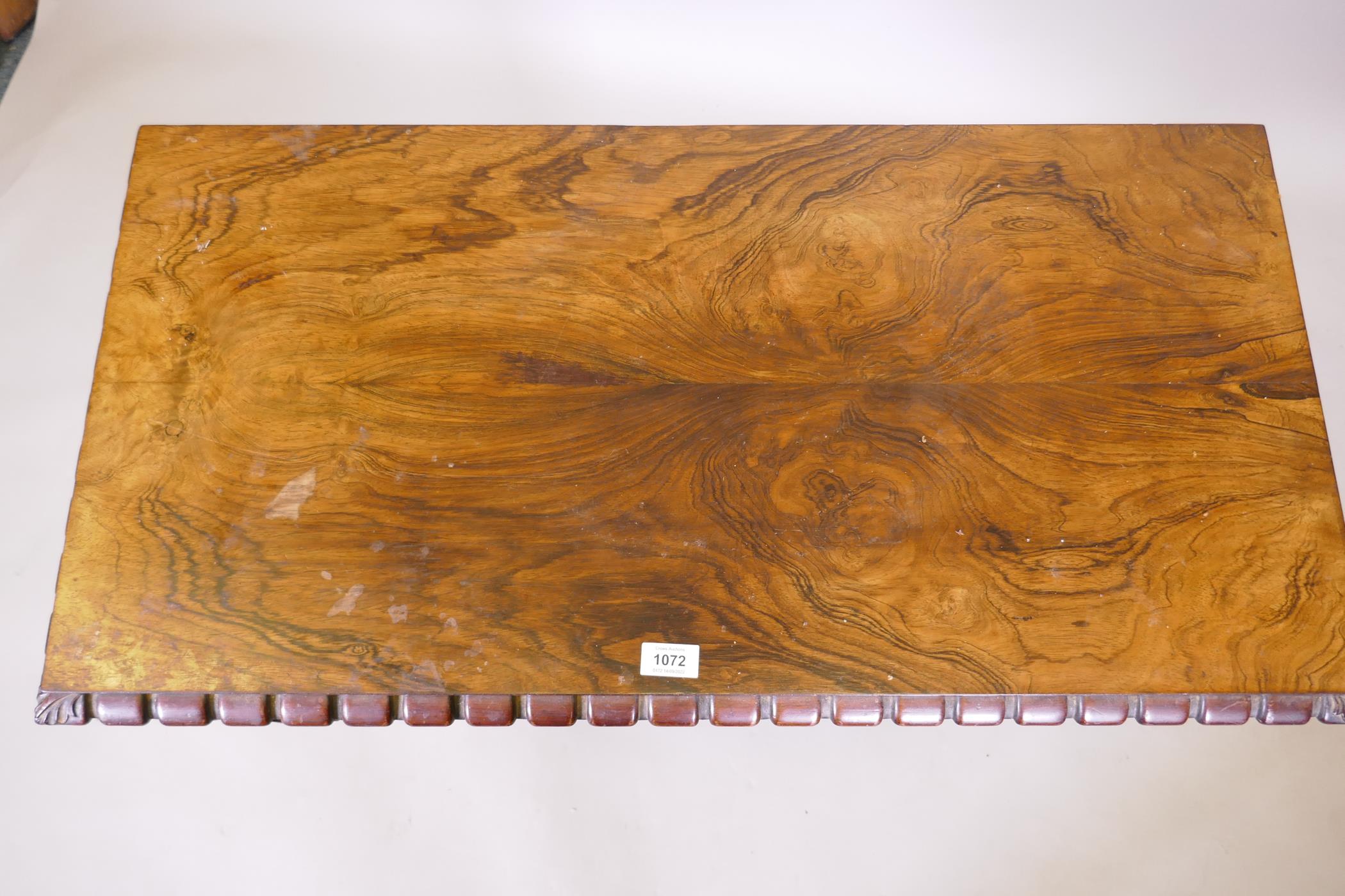A William IV card table, with moulded edge top, raised on a tapering column and platform base with - Image 3 of 4