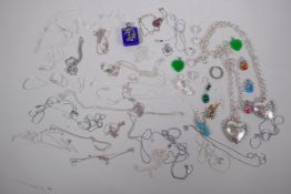 A quantity of good quality costume jewellery, including silver