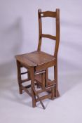 A beechwood metamorphic library chair, late C19th/early C20th