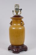 Ceramic table lamp with splatter glaze, 35cm high