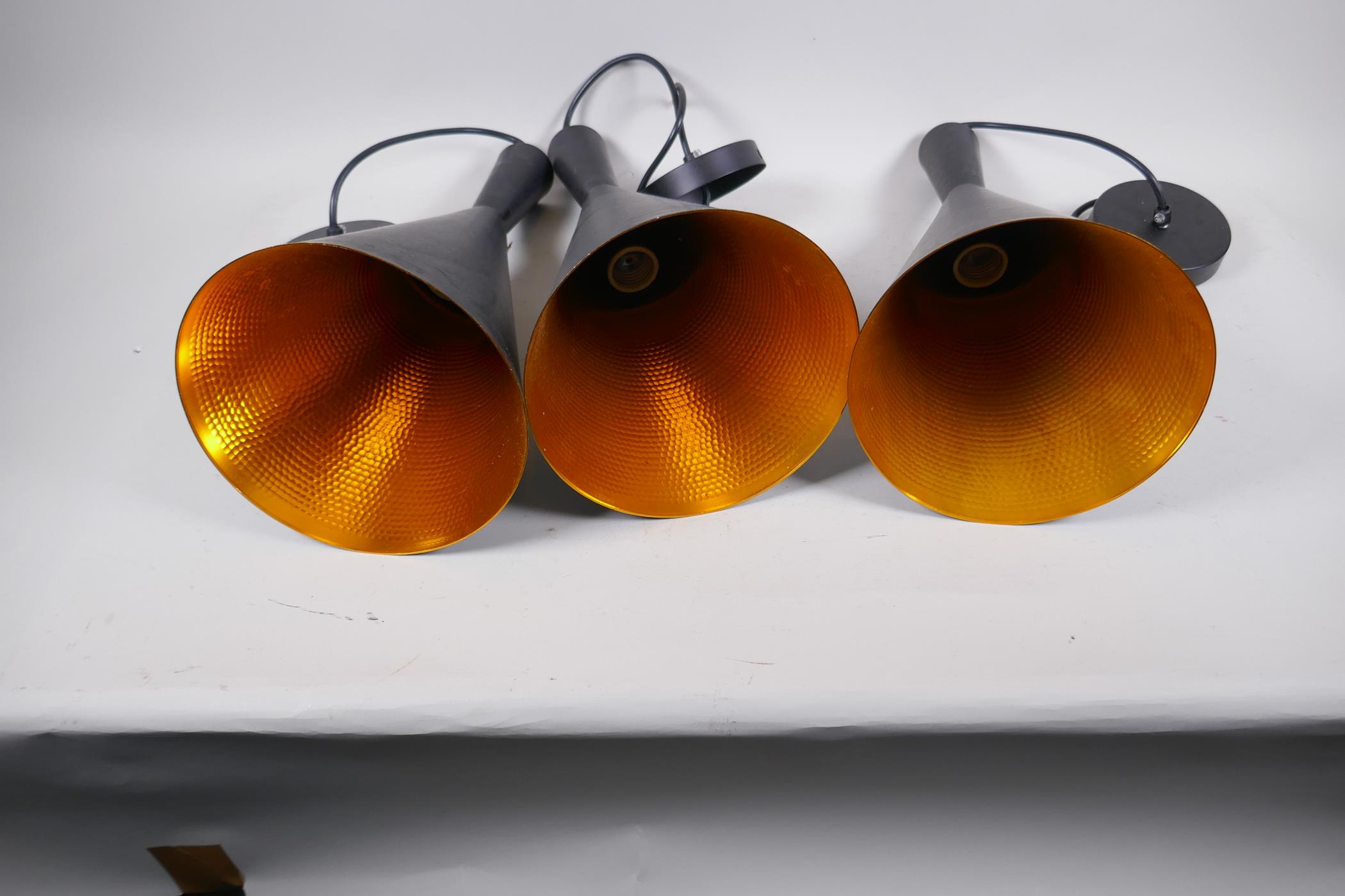 Three black and gilt studio lamps, 39cm high - Image 3 of 3