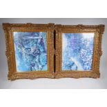 A pair of swept gilt picture frames, aperture 42 x 34cm