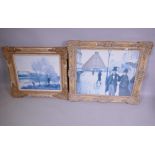 Two frames in distressed white, apertures 56 x 70cm and 56 x 46cm