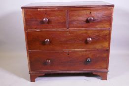 A C19th mahogany chest of two over two drawers, raised on bracket supports, 92 x 50 x 87cm