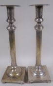 A pair of Victorian silver plated Corinthian column candlesticks, 40.5cm high