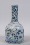 A Chinese ceramic mallet shaped vase, decorated with four boys in a garden, six character mark to