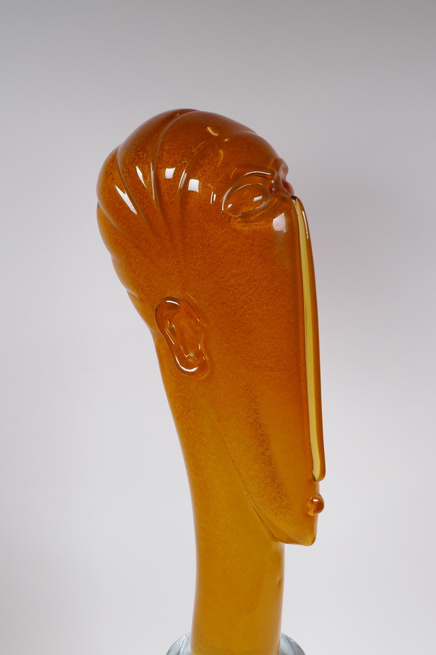 Walter Furlan, Italian, 1931-2018, 'Homage to Modigliani', abstract Murano glass headbust sculpture, - Image 2 of 12